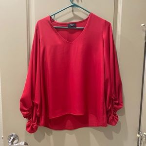 Red long bell sleeves blouse